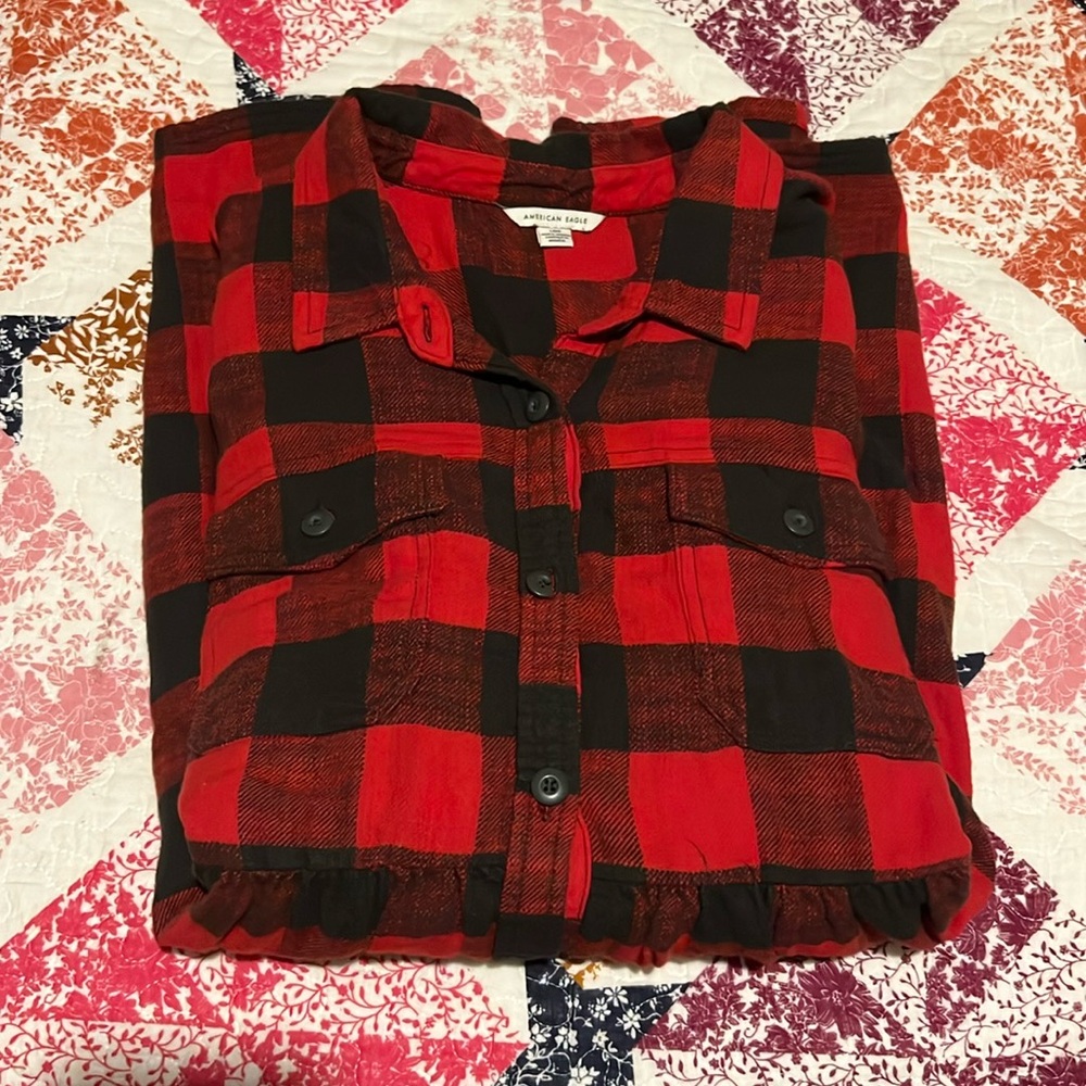 American Eagle Women’s Plaid Babydoll Dress Size Large